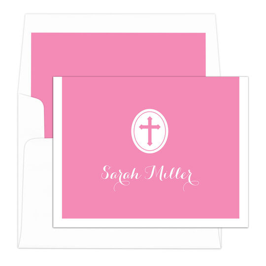 Pink Cross Folded Note Cards